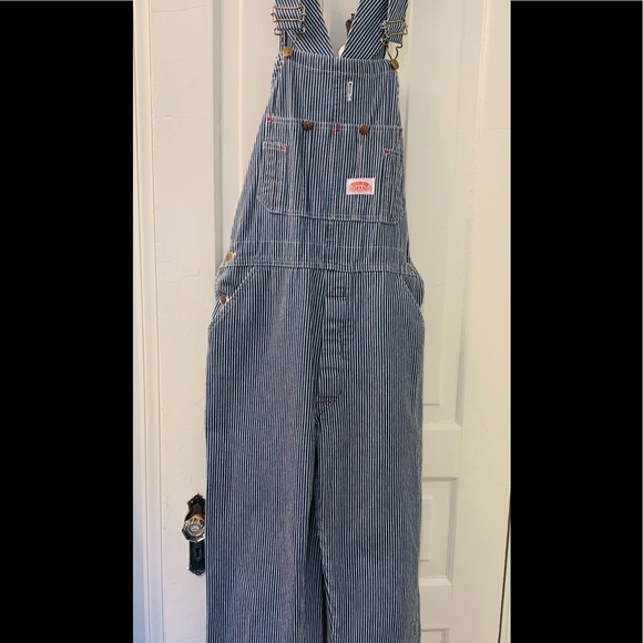 Round House Jeans Vintage Roundhouse Mens Striped Bib Overalls